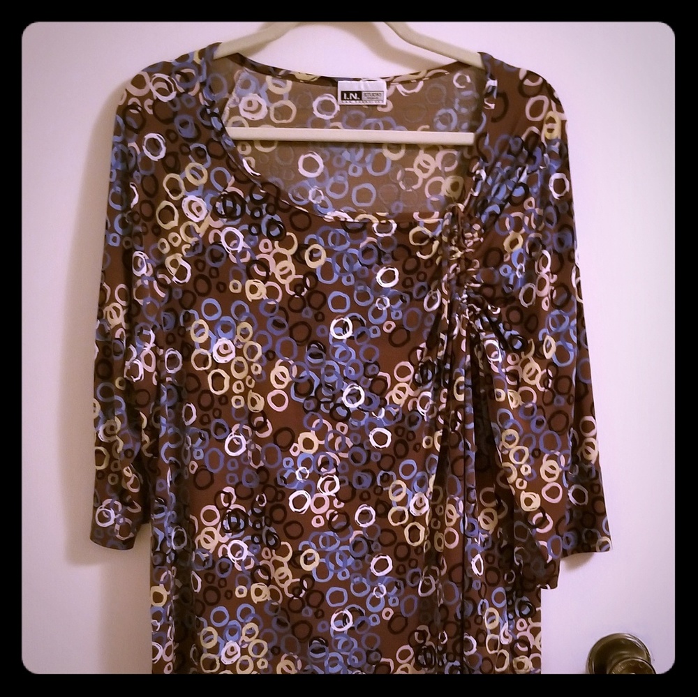 I.N. Studio Geometric Long Sleeve Blouse